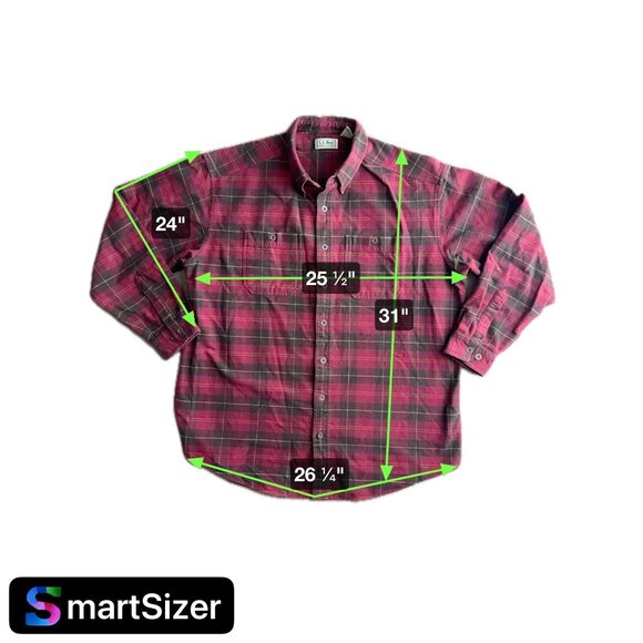 Vtg LL Bean Shirt Mens XL Tall Chamois Cloth Shirt Red Plaid Thick Chore Pockets - Picture 2 of 6